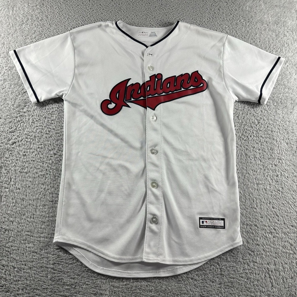 Cleveland Indians Baseball Jersey Youth Large (14/16) White Lindor‎ #12 White